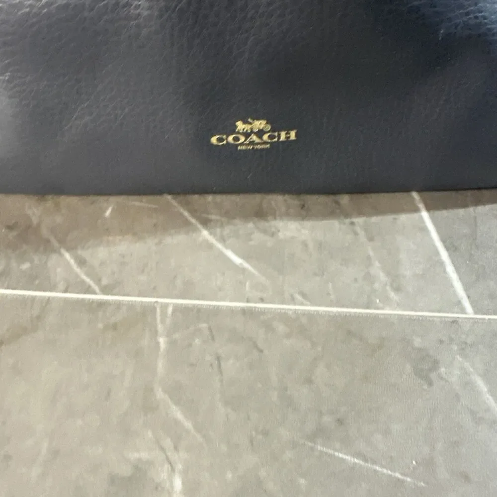 Coach Derby Tote Purse Handbag Navy Blue Pebbled Leather Designer F58660